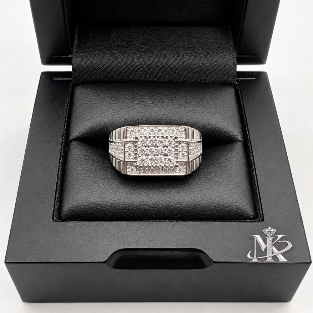 925 Sterling Silver 2.00CTW MOISSANITE Pave Men’s Ring Size 10,11 or 12
